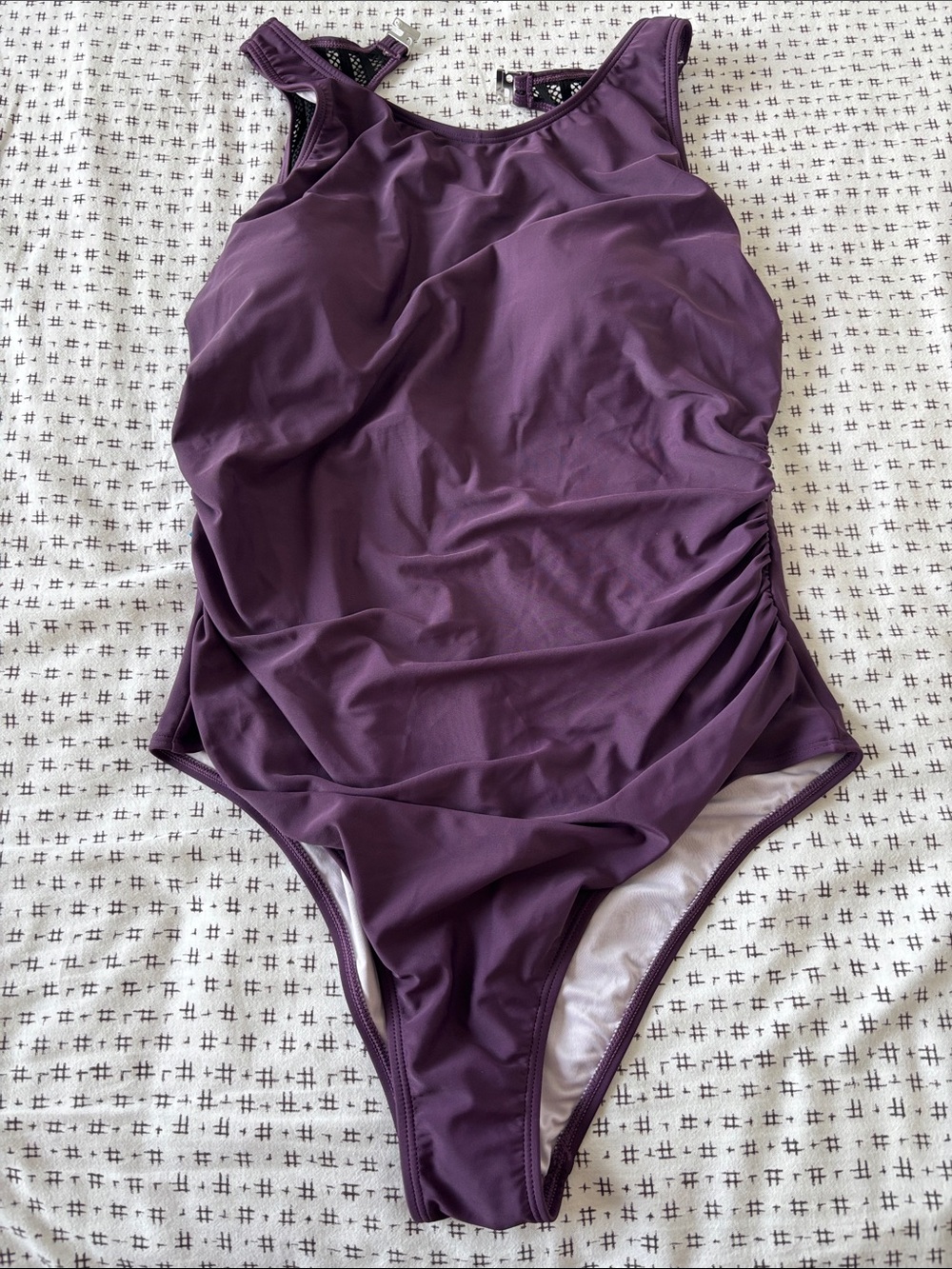 Cupshe one piece swimsuit, purple/ black, NWT, size XL